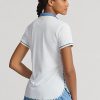 Weiße Poloshirts aus Jersey im Tailored Fit von Ralph Lauren für Damen
