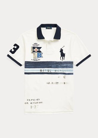 Weiße Poloshirts aus Mesh mit Big Pony-Print für Herren von Ralph Lauren