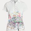 Weiße Poloshirts mit French Quarter-Motiv von Ralph Lauren für Damen im Tailored Fit