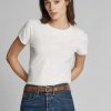 Weiße Ralph Lauren Baumwolljersey-T-Shirts mit Rundhalsausschnitt für Damen