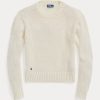 Weiße Ralph Lauren Baumwollpullover mit Rundhalsausschnitt für Damen