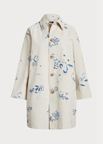 Weiße Ralph Lauren Canvas-Mäntel mit Blumenmotiv für Damen