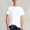 Weiße Ralph Lauren Classic Fit Jersey-T-Shirts mit Rundhalsausschnitt für Herren