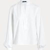 Weiße Ralph Lauren Damen-Blousonhemden aus Baumwolle mit kastenförmiger Passform