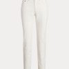 Weiße Ralph Lauren Damen Jeans mit Ösen-Patchwork und lässiger Tapered-Jeans