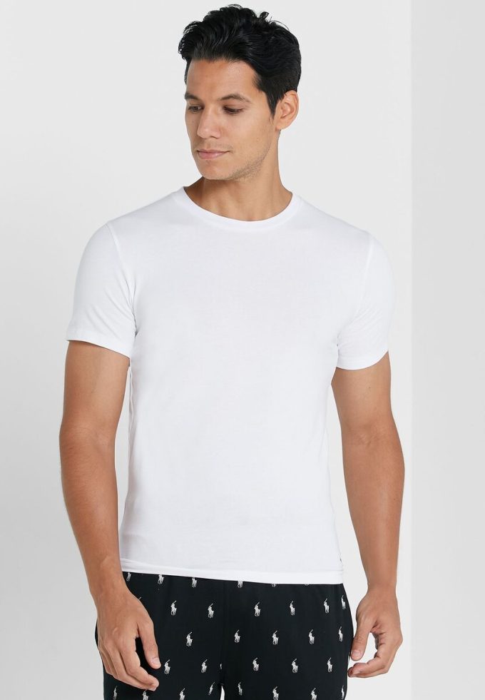 Weiße Ralph Lauren Essential T-Shirts mit Rundhalsausschnitt im 2er-Pack für Herren