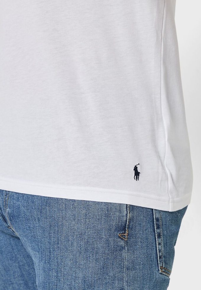 Weiße Ralph Lauren Essential T-Shirts mit V-Ausschnitt im 2er-Pack für Herren