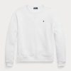 Weiße Ralph Lauren Fleece-Pullover mit Rundhalsausschnitt für Damen
