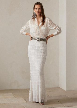 Weiße Ralph Lauren Fontanna Maxiröcke mit Verzierung für Damen
