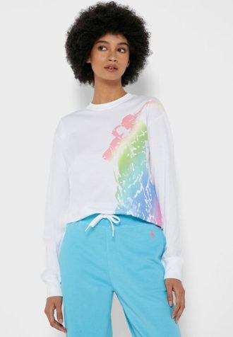 Weiße Ralph Lauren Grafik-T-Shirts für Damen