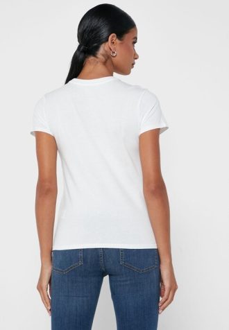 Weiße Ralph Lauren Graphic Rundhals-T-Shirts für Damen
