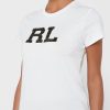 Weiße Ralph Lauren Graphic Rundhals-T-Shirts für Damen