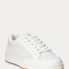 Weiße Ralph Lauren Hailey Sneakers aus perforiertem Leder für Damen