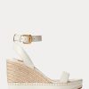 Weiße Ralph Lauren Hilarie Espadrilles aus Leder für Damen