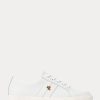Weiße Ralph Lauren Janson II Action Leder-Sneakers für Damen