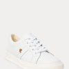 Weiße Ralph Lauren Janson II Action Leder-Sneakers für Damen