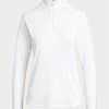 Weiße Ralph Lauren Jersey-Pullover mit Viertelreißverschluss für Damen