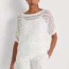 Weiße Ralph Lauren Kurzarmpullover aus Baumwollnetz für Damen