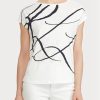 Weiße Ralph Lauren Oberteile aus Baumwollmischung mit Logo-Print für Damen