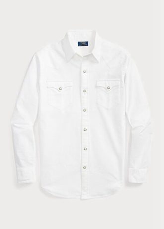 Weiße Ralph Lauren Oxford-Westernhemden im Classic Fit für Herren