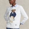 Weiße Ralph Lauren Polo Bear Pullover aus Baumwollmischung für Damen