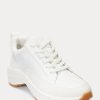 Weiße Ralph Lauren Reaghan Sneakers aus Leder und Wildleder für Damen