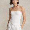 Weiße Ralph Lauren Rippstrick-Korsett-Tube-Tops für Damen