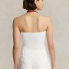 Weiße Ralph Lauren Rippstrick-Korsett-Tube-Tops für Damen