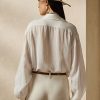 Weiße Ralph Lauren Roslin Leinen-Voile-Hemden für Damen