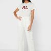 Weiße Ralph Lauren Rundhals-Oberteile mit Grafik für Damen