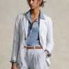 Weiße Ralph Lauren Seersucker-Blazer für Damen