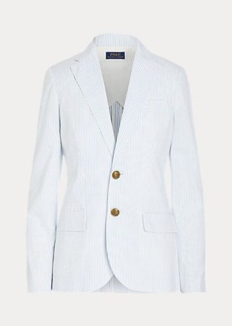 Weiße Ralph Lauren Seersucker-Blazer für Damen
