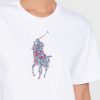 Weiße Ralph Lauren T-Shirts mit Rundhalsausschnitt und Grafik für Damen
