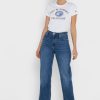 Weiße Ralph Lauren T-Shirts mit Rundhalsausschnitt und Grafik für Damen