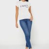 Weiße Ralph Lauren T-Shirts mit Rundhalsausschnitt und Grafik für Damen