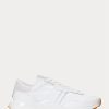 Weiße Ralph Lauren Train 89 Sneakers aus Leder und Oxford für Damen
