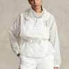 Weiße, verstaubare Ripstop-Windjacke von Ralph Lauren für Damen