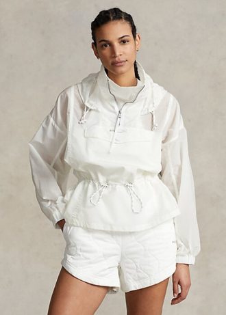 Weiße, verstaubare Ripstop-Windjacke von Ralph Lauren für Damen