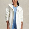 Weiße wasserabweisende Windjacke mit Kapuze von Ralph Lauren für Damen