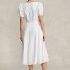 Weißes Leinenkleid mit Ösenstickerei für Damen von Ralph Lauren