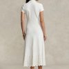 Weißes Ralph Lauren-Kleid aus Stretch-Baumwollnetz mit Ösen für Damen
